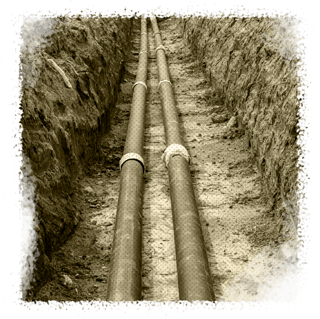 Trenchless sewer system pipes in ground